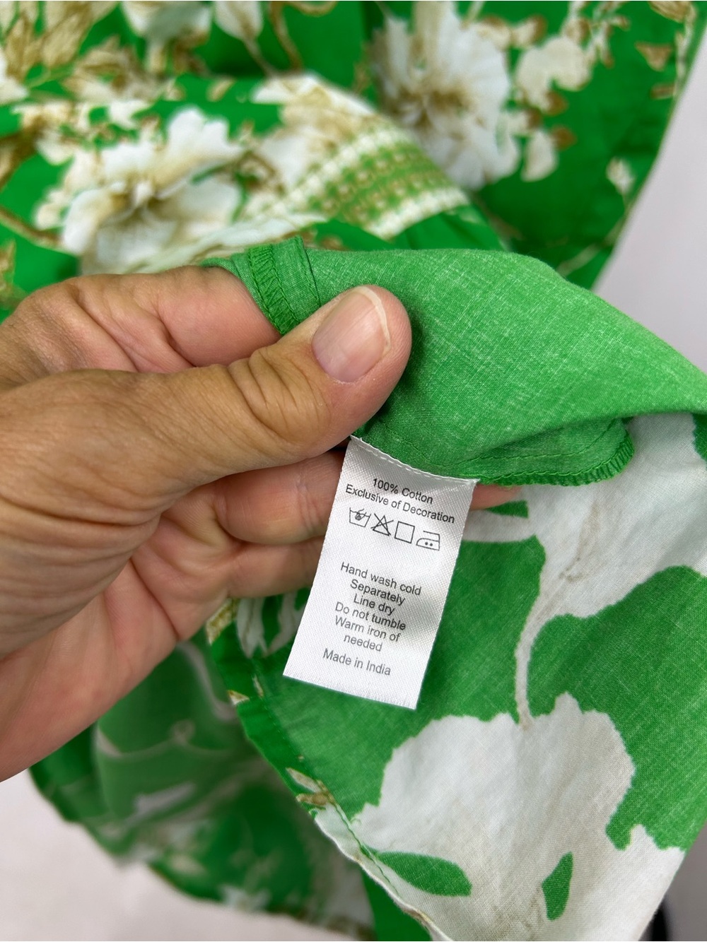 Raishma Darcie Green Floral Maxi Dress V Neck 100% Cotton Size 16 - Picture 8 of 12
